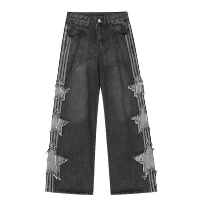 American-style XINGX Patch Straight Jeans