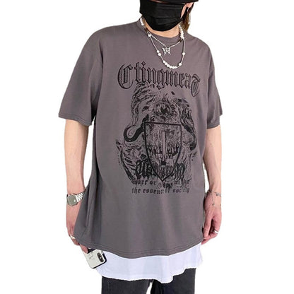 Summer Harajuku Style Short-sleeved Men's Fashion Brand Printing Half-sleeve