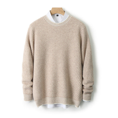 New Round Neck Woolen Sweater Men's Knitted Sweater Casual Fashion Long Sleeve Base