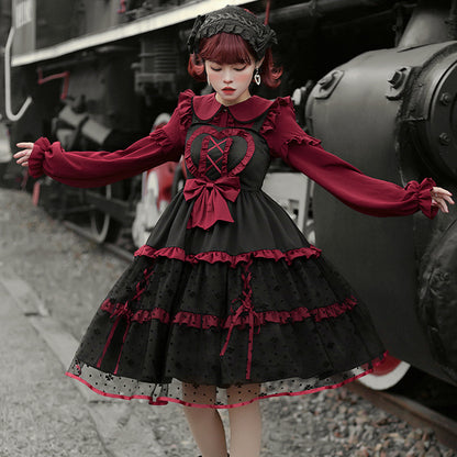 Dark Red Three-stage Suspender Lolita Dress