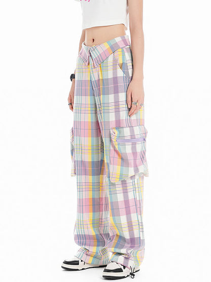 Summer Harajuku Street Retro Hot Girl Style Pattern Low Waist Workwear Casual Pants