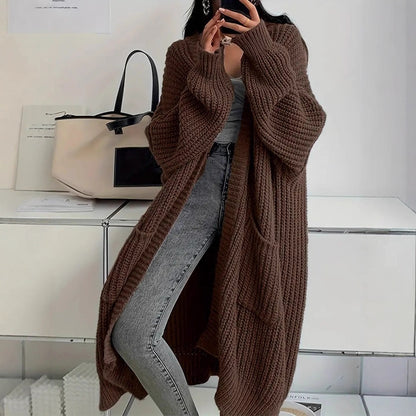 Long Sweater Coat Loose Long-sleeved Knitted Cardigan
