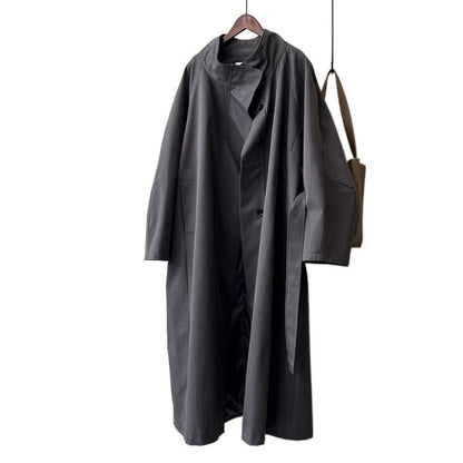 Women's Solid Color Loose Mid Length Windbreaker Jacket