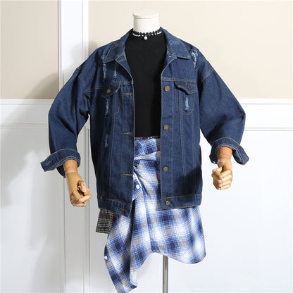 Worn Loose Denim Jacket Women's Long Sleeves