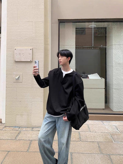 Stitching Solid Color Hoodie Men And Women