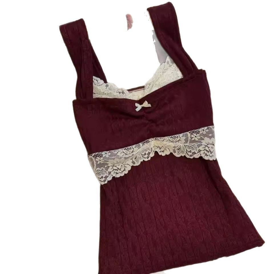 Harajuku Hot Girl Lace Bow Y2g Retro Easy Matching Vest