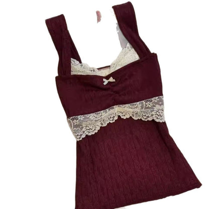 Harajuku Hot Girl Lace Bow Y2g Retro Easy Matching Vest