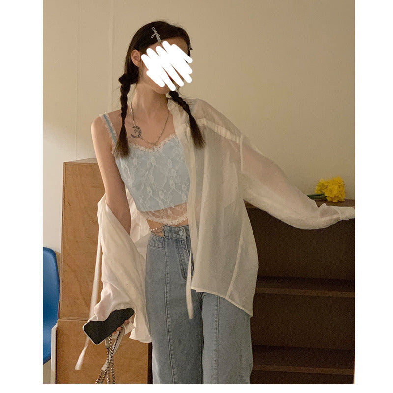 Blue Lace Camisole Niche Slim Camisole