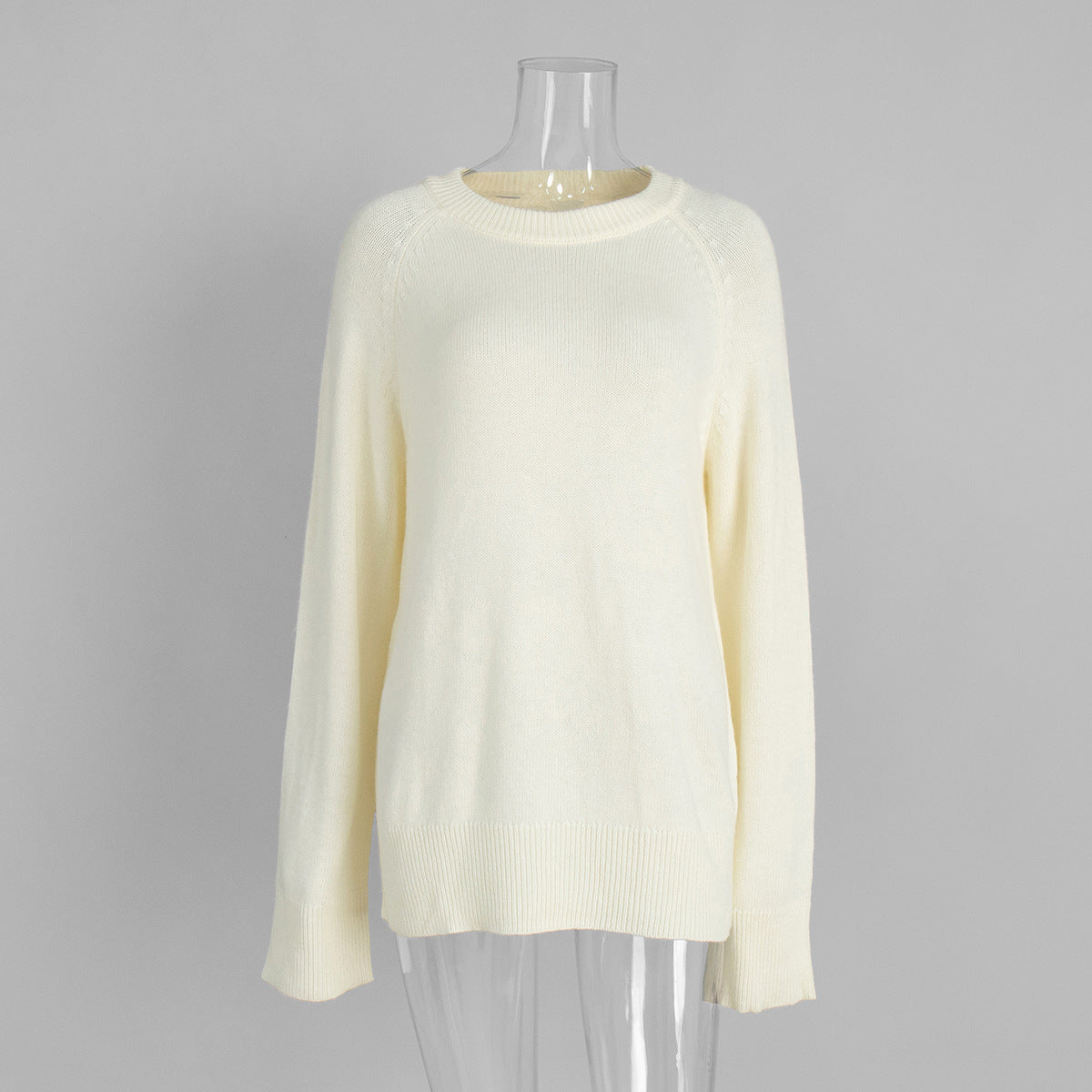 Crew Neck Pullover Sweater Women's Loose Knitted Sweater