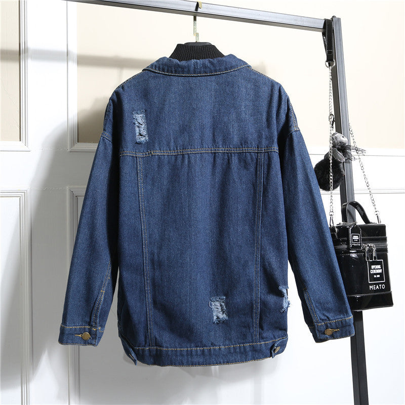 Worn Loose Denim Jacket Women's Long Sleeves