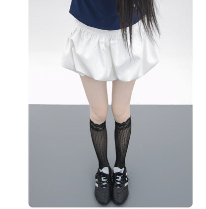 Girly Style Candy Lace Stockings Mouth Polka Dot Fishnet Hollow Mid-calf Socks