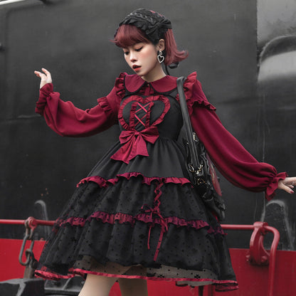 Dark Red Three-stage Suspender Lolita Dress