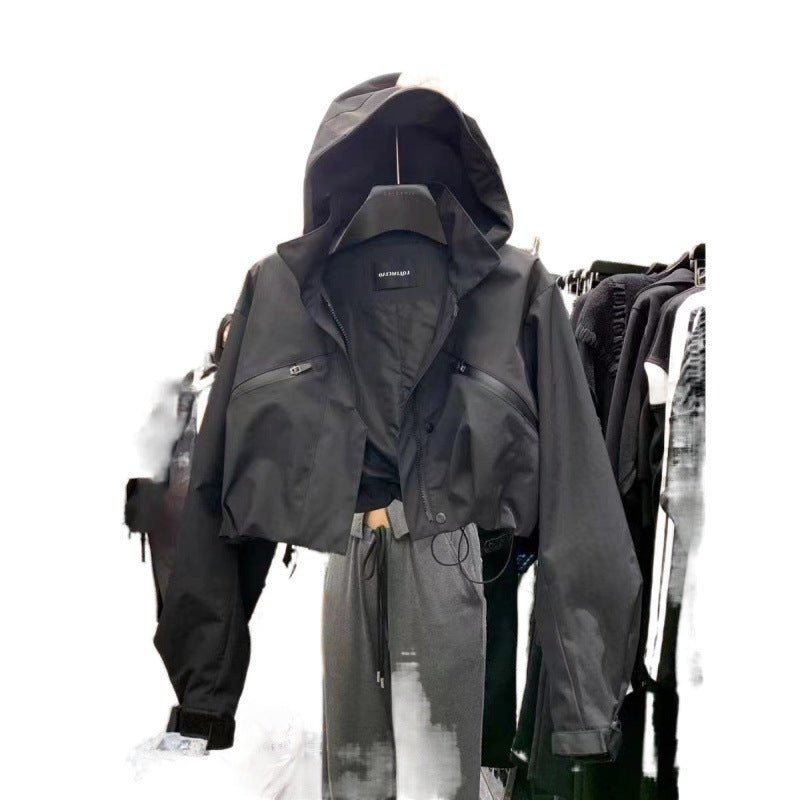 Fashion Hooded Stand Collar Overalls Jacket Women's Spring And Autumn New