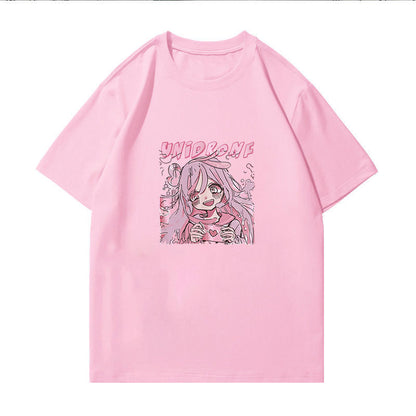 Summer Loose T-shirt Female Cartoon Harajuku Clothes Kawaii Casual