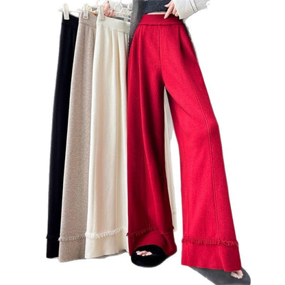 Draping Effect Soft Glutinous Mop Casual Trousers