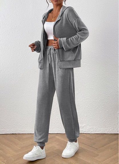 Women's Autumn Fashion Solid Color Suit Rib Sunken Stripe