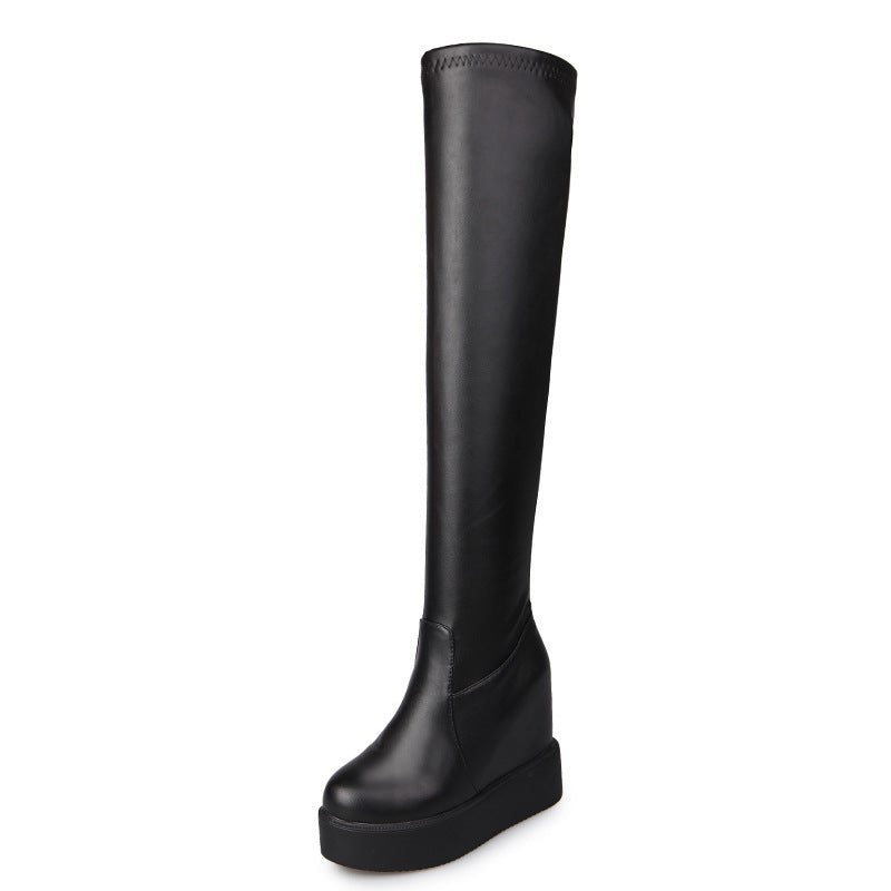 Long Tube Over The Knee Boots Women's Shoes With Thick-soled Inner Height