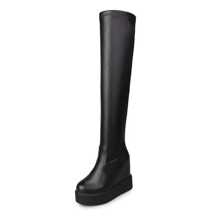 Long Tube Over The Knee Boots Women's Shoes With Thick-soled Inner Height