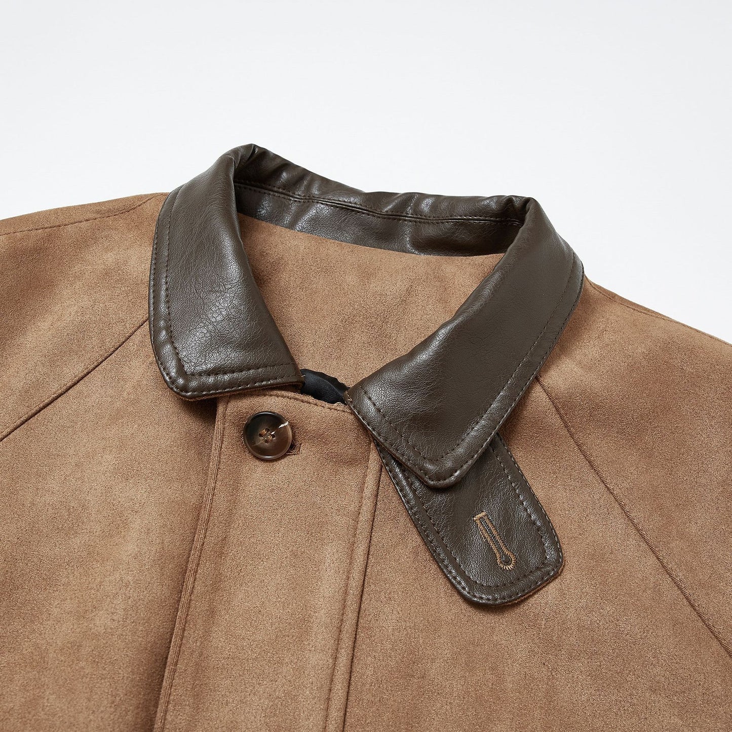 Autumn New Retro Suede Stitching Tooling Polo Collar Jacket