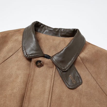 Autumn New Retro Suede Stitching Tooling Polo Collar Jacket