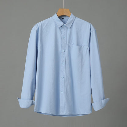 Casual Solid Color Men's Purified Cotton Long Sleeve Shirt