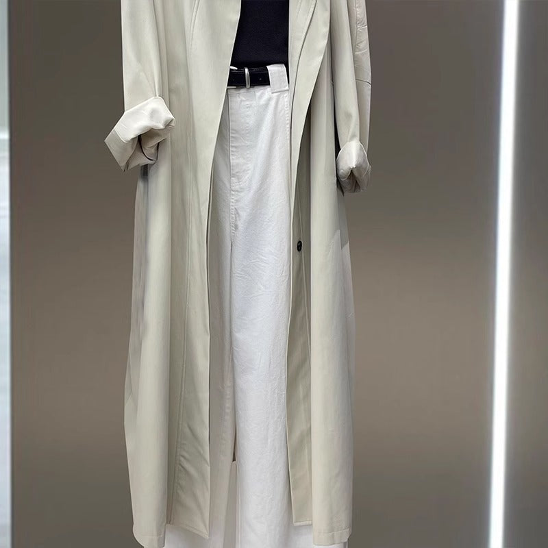 Women's Solid Color Loose Mid Length Windbreaker Jacket