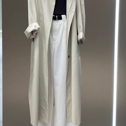 Women's Solid Color Loose Mid Length Windbreaker Jacket