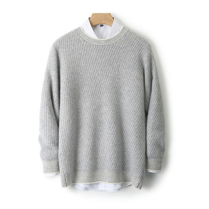 New Round Neck Woolen Sweater Men's Knitted Sweater Casual Fashion Long Sleeve Base