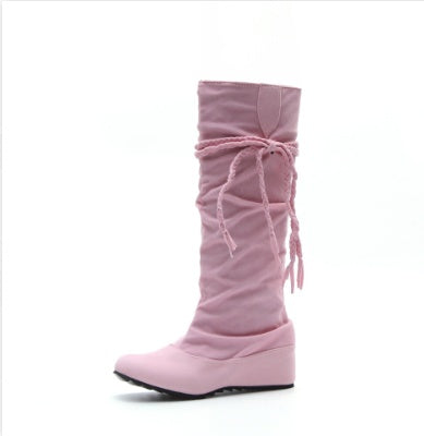 Large size boots spot tassel boots increase in Europe and the United States round head high boots women's boots