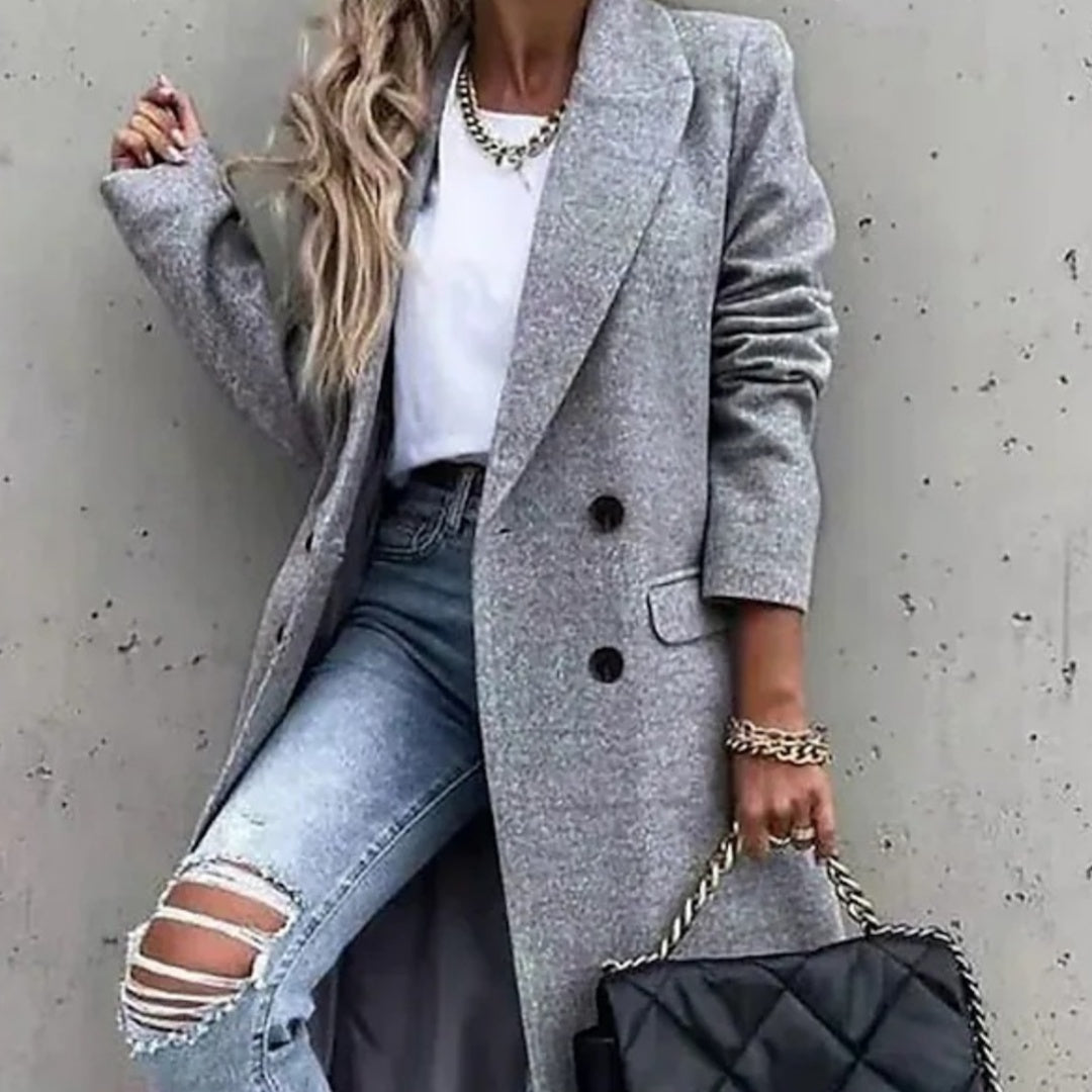 Solid Color Wool Mid-length Women's Coat