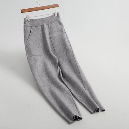 Slimming Knitted Casual Long Pants Korean Style