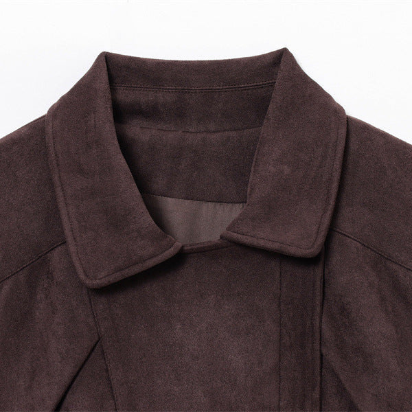 Retro All-match With Belt Suede Locomotive Style Coat
