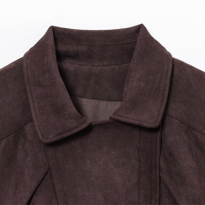 Retro All-match With Belt Suede Locomotive Style Coat